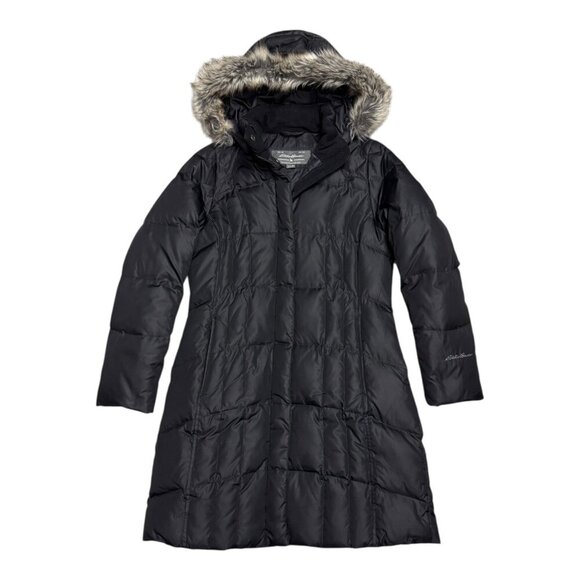 EDDIE BAUER Down Fill Faux Fur Winter Puffer Parka Jacket Coat Womens Small - Picture 1 of 7